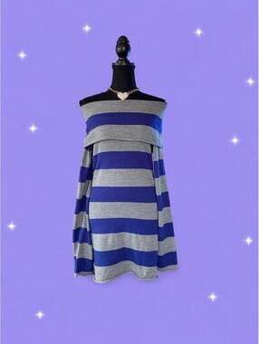 Vintage Y2K Grane McBling Blue Gray Striped Top size XL 💙